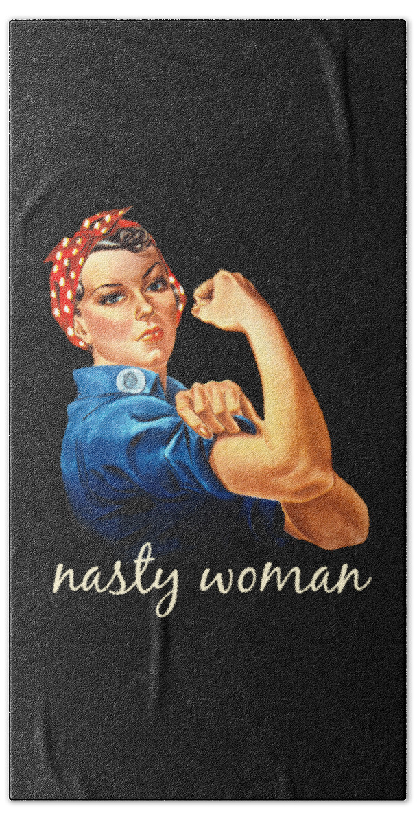 Funny Hand Towel featuring the digital art Retro Nasty Woman by Flippin Sweet Gear
