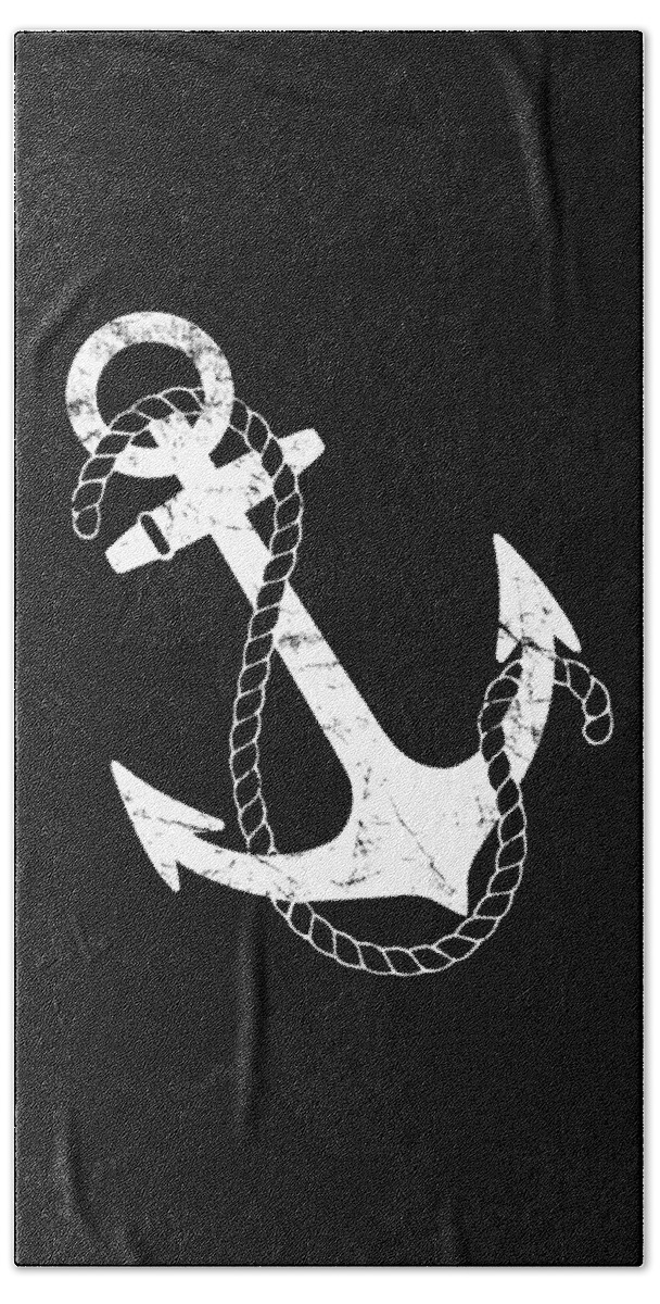 Funny Hand Towel featuring the digital art Retro Nautical Anchor by Flippin Sweet Gear