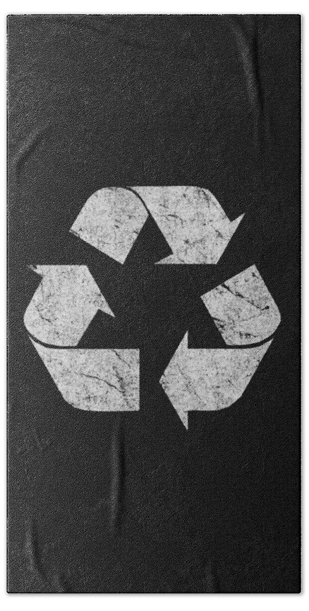 Funny Bath Towel featuring the digital art Retro Recycle Logo by Flippin Sweet Gear