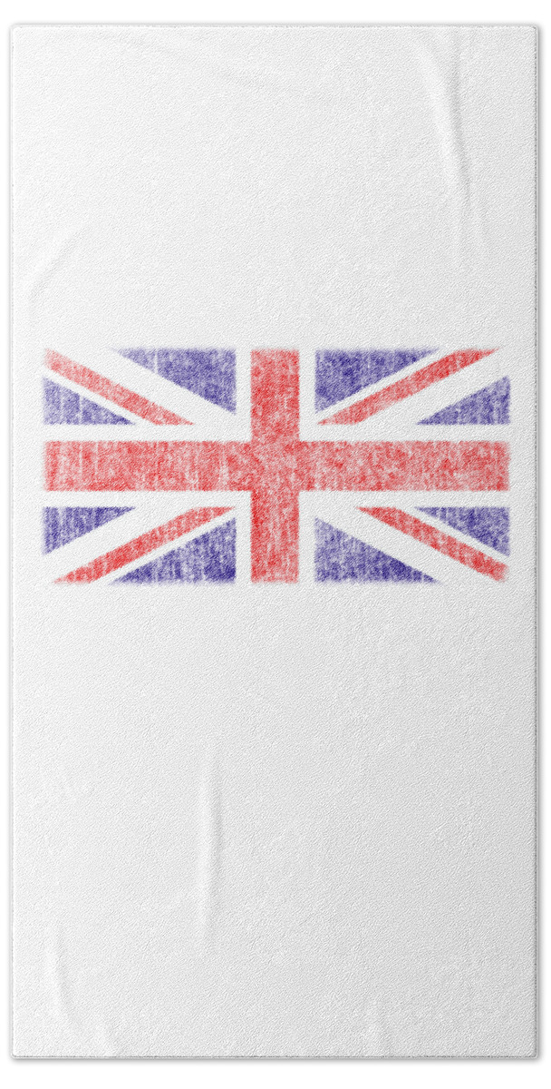 Funny Hand Towel featuring the digital art Retro UK Union Jack Flag by Flippin Sweet Gear