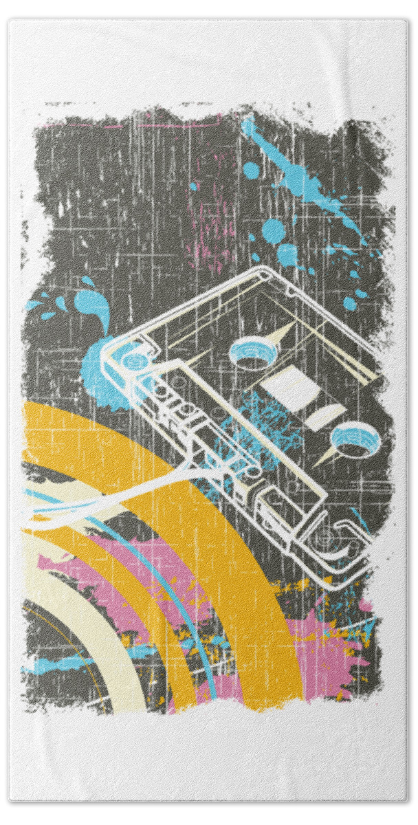 Dj Bath Towel featuring the digital art Retro Vintage Classic Cassette by Jacob Zelazny