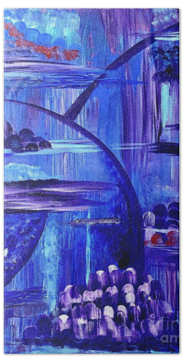 Blue Hand Towel featuring the painting Revery by Sheila J Hall
