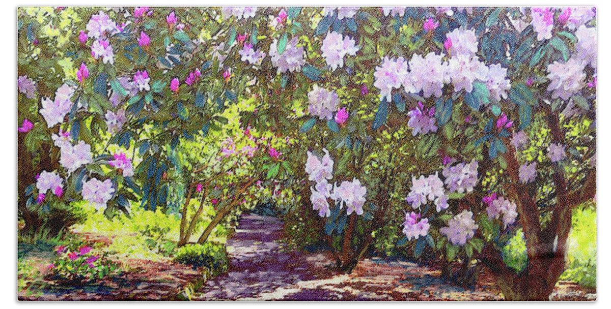 Floral Hand Towel featuring the painting Rhododendron Garden by Jane Small