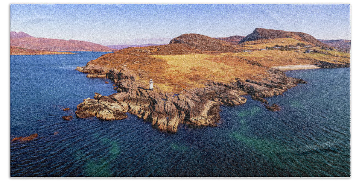 Panorama Hand Towel featuring the photograph Rhue Lighthouse Peninsula by Grant Glendinning