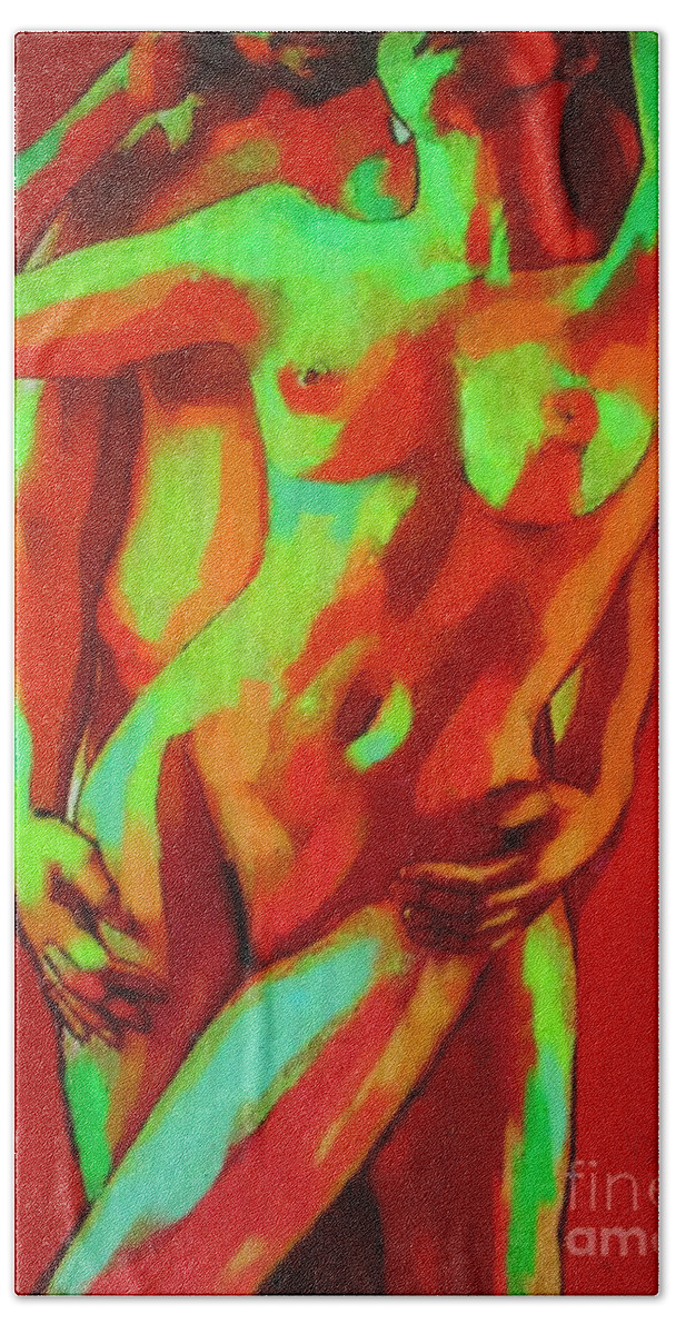 Affordable Paintings For Sale Bath Towel featuring the painting Rhythmical communion by Helena Wierzbicki