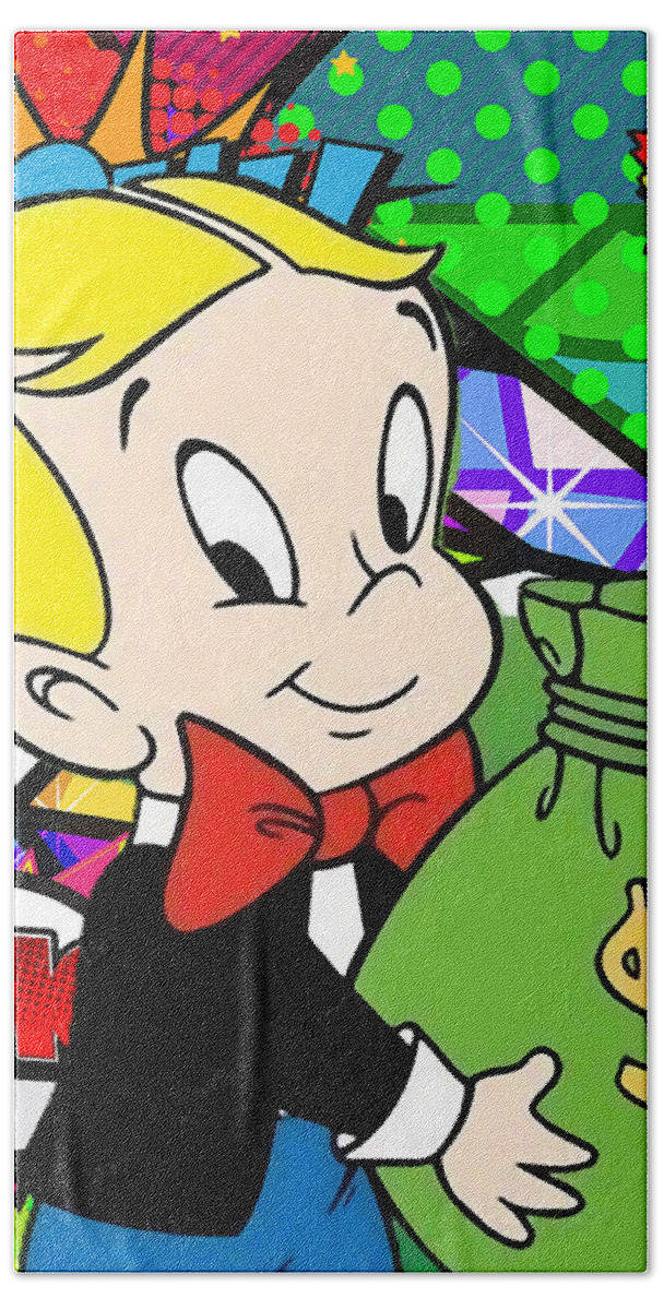 Richie Rich Bath Towel featuring the mixed media Richie Rich by Marvin Blaine