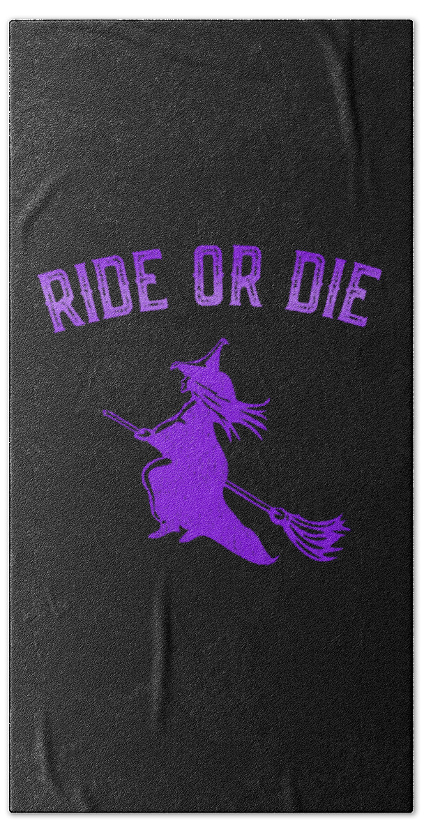 Retro Bath Towel featuring the digital art Ride or Die Witch by Flippin Sweet Gear