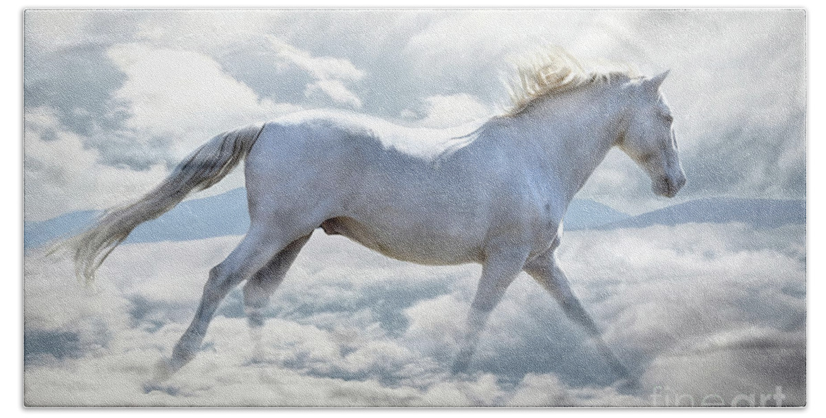 Horse Hand Towel featuring the digital art Ride Towards Heaven by Kathy Russell