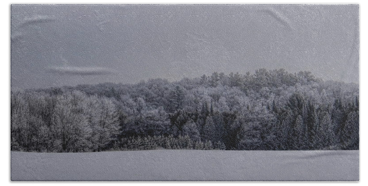 Winter Bath Towel featuring the photograph Rime Ice Hill by Dale Kauzlaric