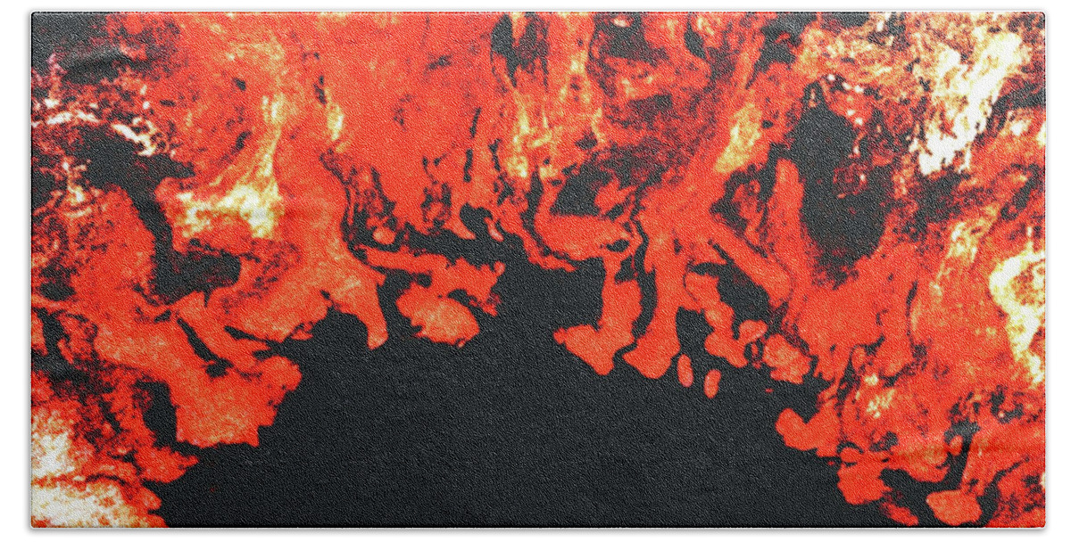 Fire Bath Towel featuring the painting Ring Of Fire by Anna Adams