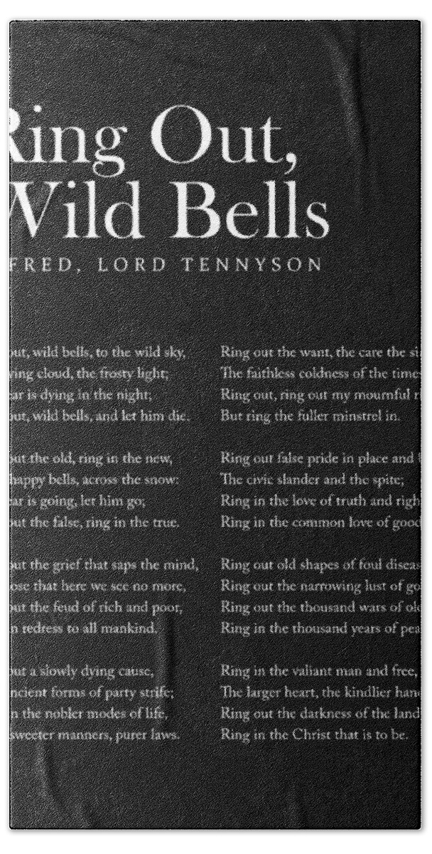 Ring Out, Wild Bells - Alfred, Lord Tennyson Poem - Literature - Typography  Print 2 - Black Greeting Card by Studio Grafiikka