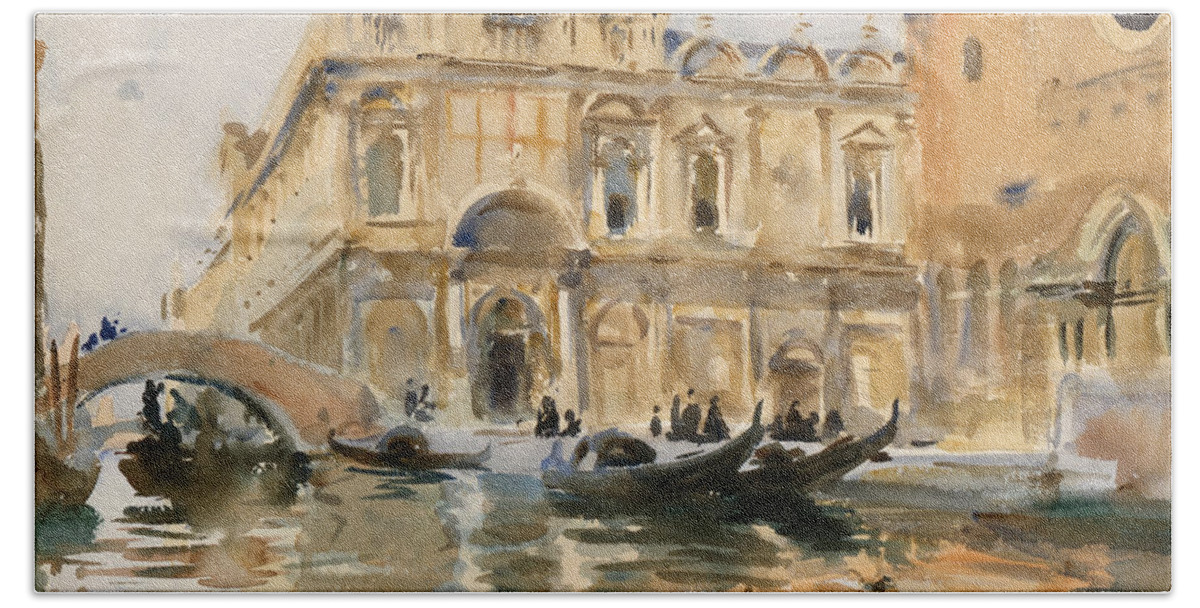 Sargent Hand Towel featuring the painting Rio dei Mendicanti Venice, circa 1909 by John Singer Sargent