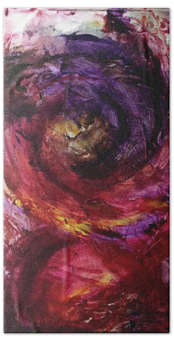 Abstract Art Bath Towel featuring the painting Ritual Unfolds by Rodney Frederickson