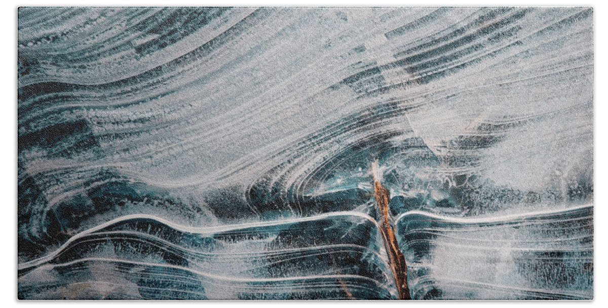 River Hand Towel featuring the photograph River Ice III by Scott Norris