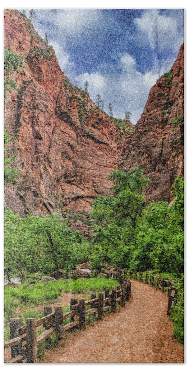Zion Bath Towel featuring the photograph Riverside Trail Zion National Park Utah by Anthony Sacco