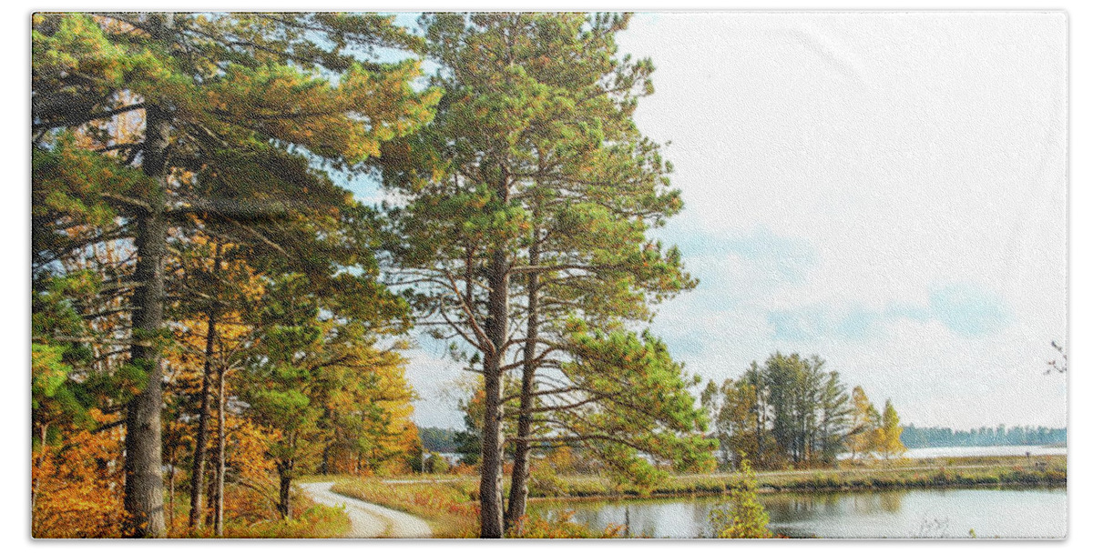Seney National Wildlife Refuge Bath Towel featuring the photograph Road Through the Wildlife Refuge by Robert Carter