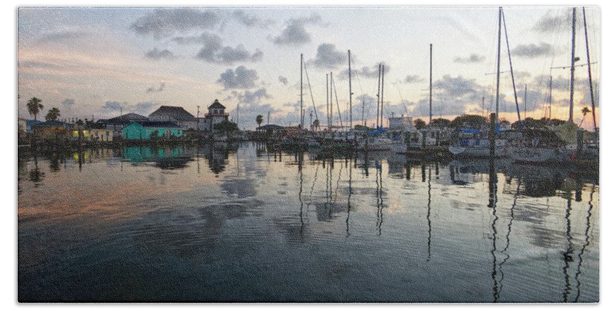 Rockport Hand Towel featuring the photograph Rockport Harbor Reflections by Ty Husak