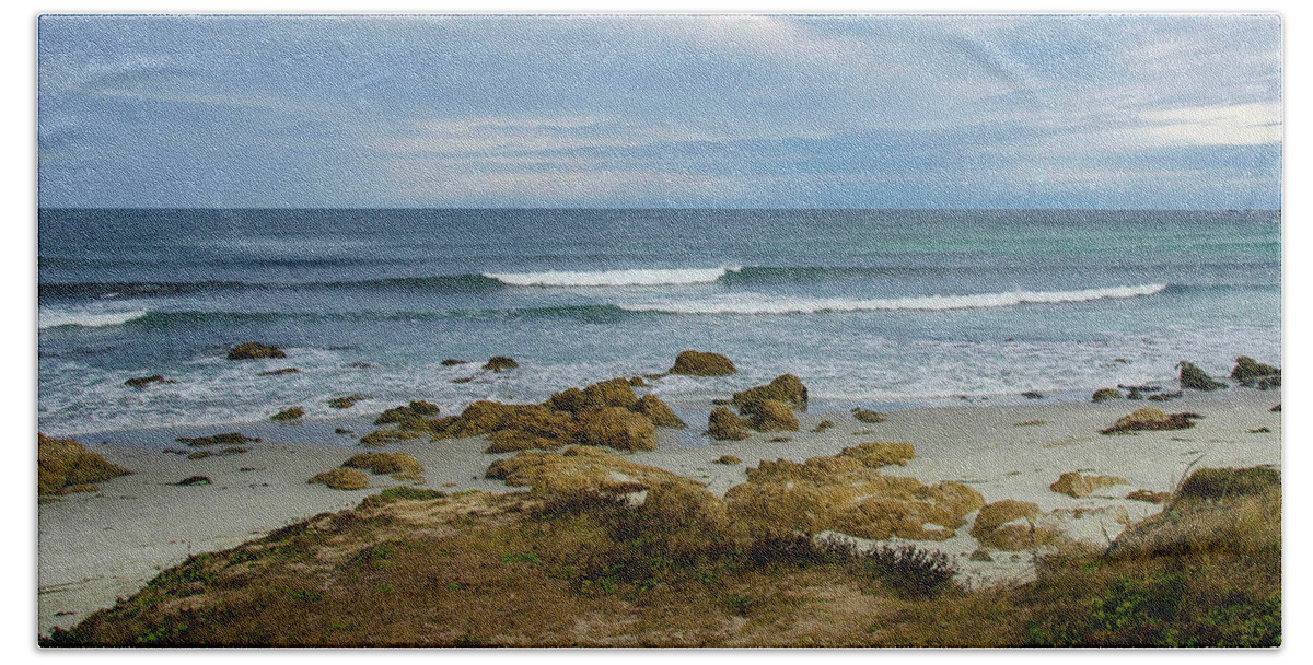 Monterey Bath Towel featuring the photograph Rocky Beach in Monterey California by Matthew DeGrushe