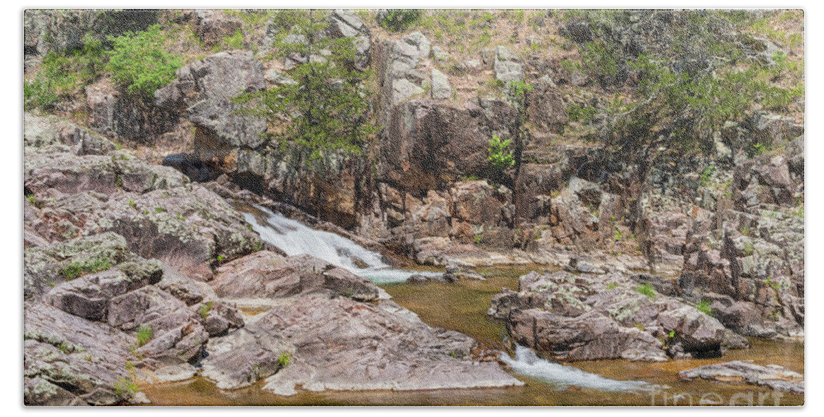 Waterfall Hand Towel featuring the photograph Rocky Creek Flowing Waterfalls by Jennifer White