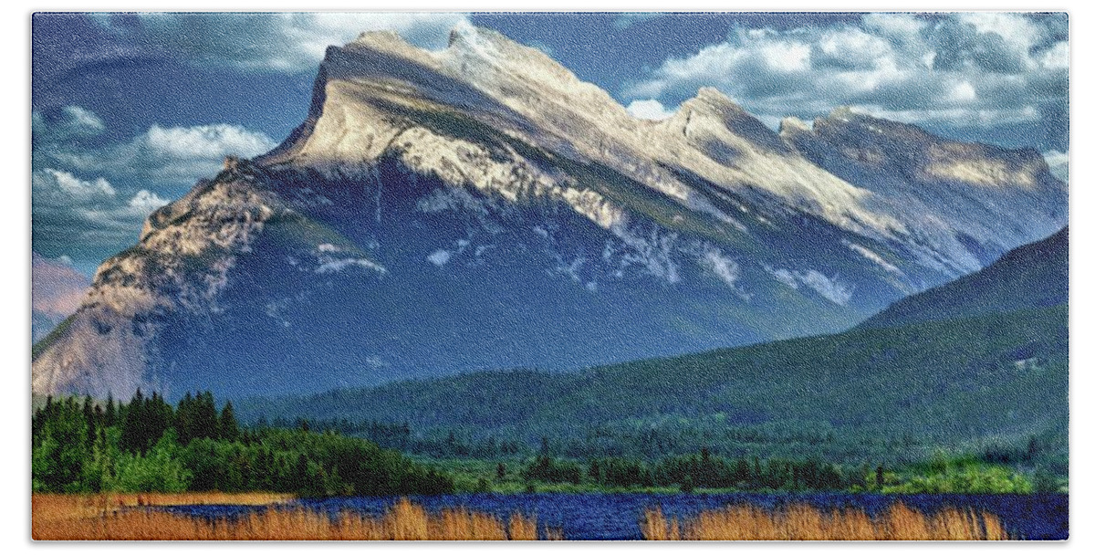 Banff Hand Towel featuring the digital art Rocky Mountain Wonder by Norman Brule