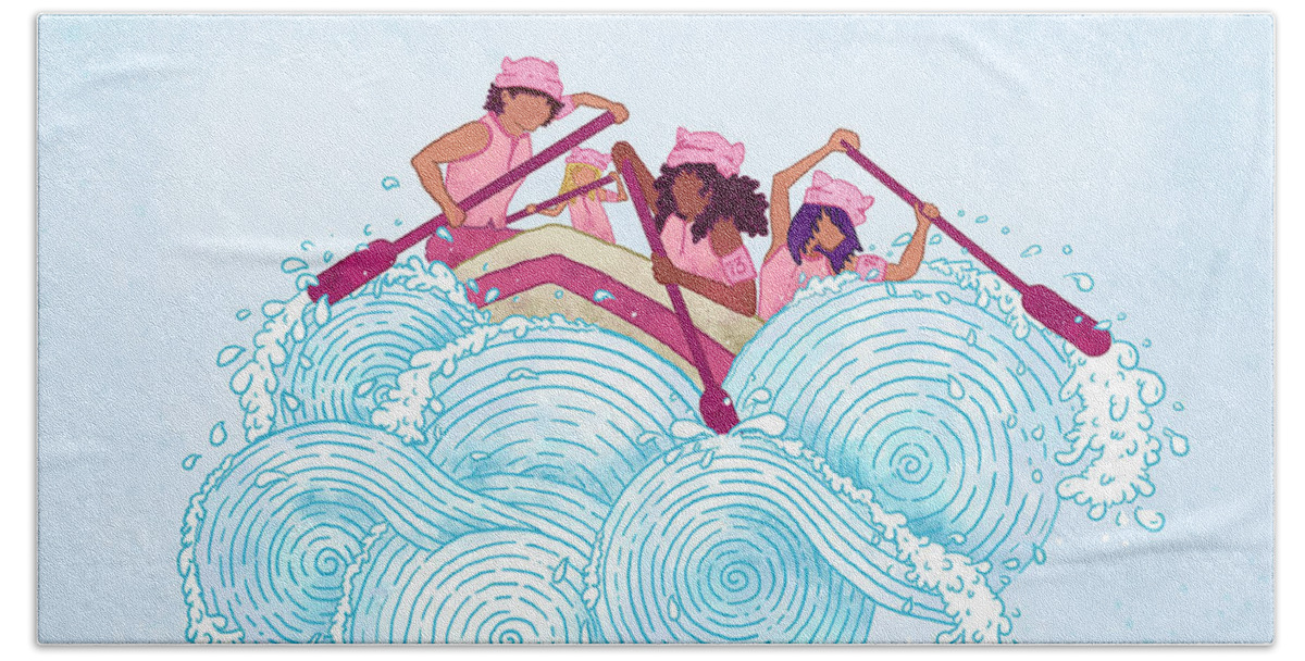 Roe Bath Towel featuring the digital art Roe Your Vote - Blue Wave by Laura Ostrowski