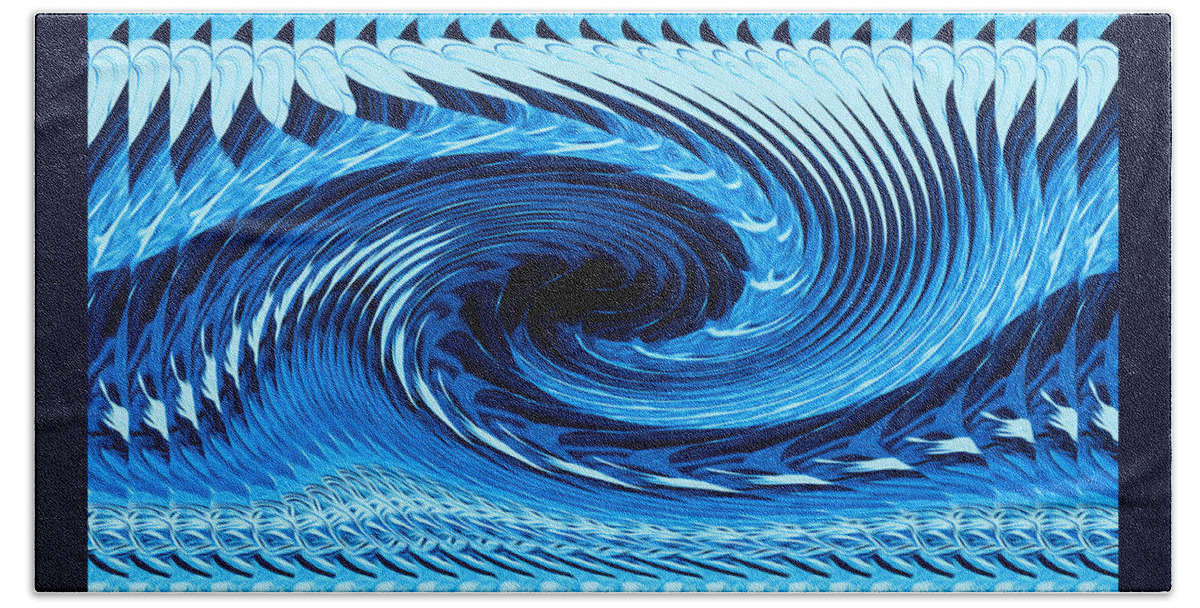 Abstract Art Bath Towel featuring the digital art Fractal Rolling Wave Blue by Ronald Mills