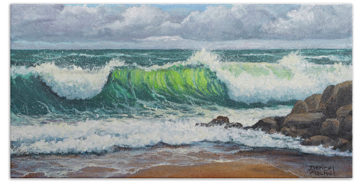 Seascape Hand Towel featuring the painting Rolling Waves by Darice Machel McGuire