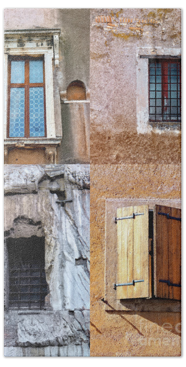 Rome Bath Towel featuring the photograph Rome Four Windows by Munir Alawi