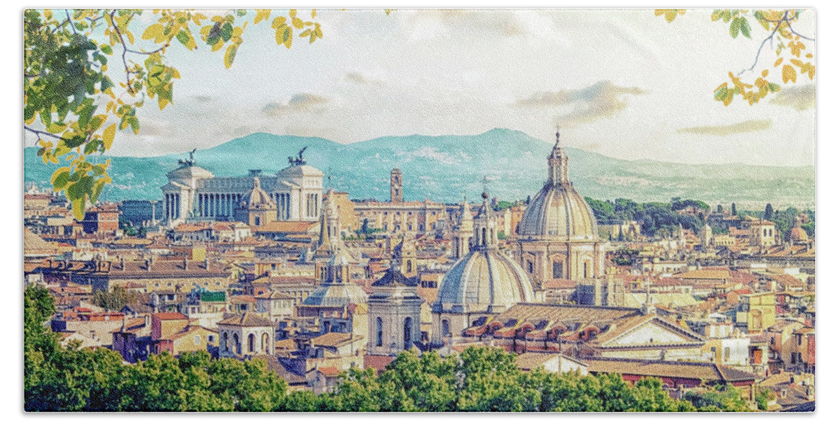 Above Hand Towel featuring the photograph Rome In Autumn by Manjik Pictures
