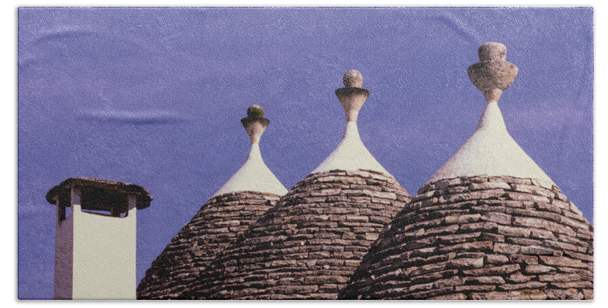 Alberobello Bath Towel featuring the photograph Roofs Of Trulli Houses - Earthy by Elvira Peretsman