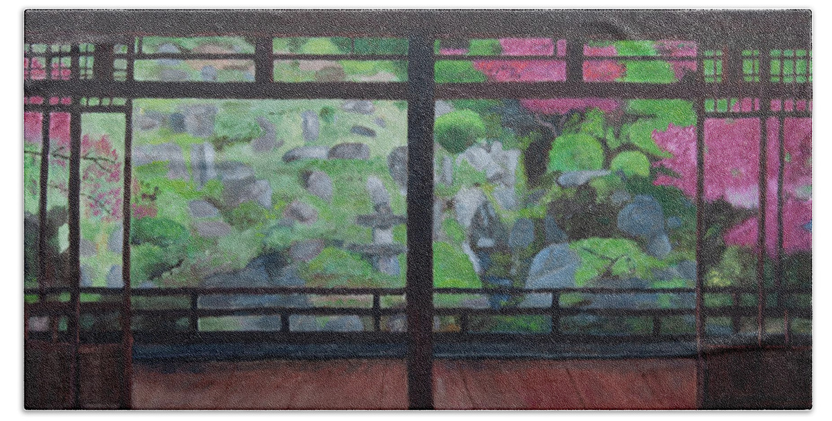 Japan Bath Towel featuring the painting Room With a View by Masami IIDA