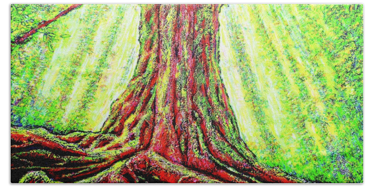 Roots Bath Towel featuring the painting Roots by Viktor Lazarev