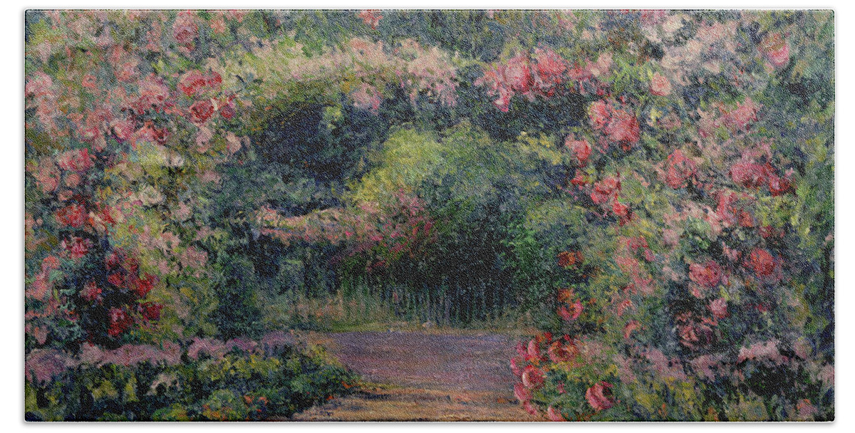 Gardens Bath Towel featuring the painting Rose Arbor at Giverny by Blanche Hoschede-Monet