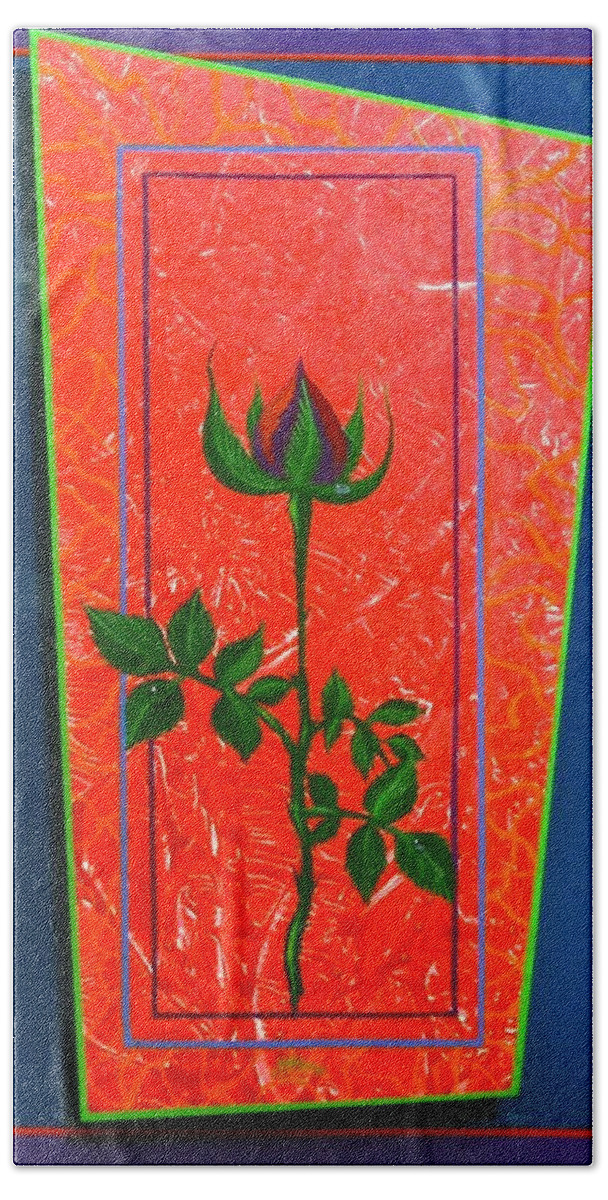  Bath Towel featuring the painting Rose begining by Alan Johnson