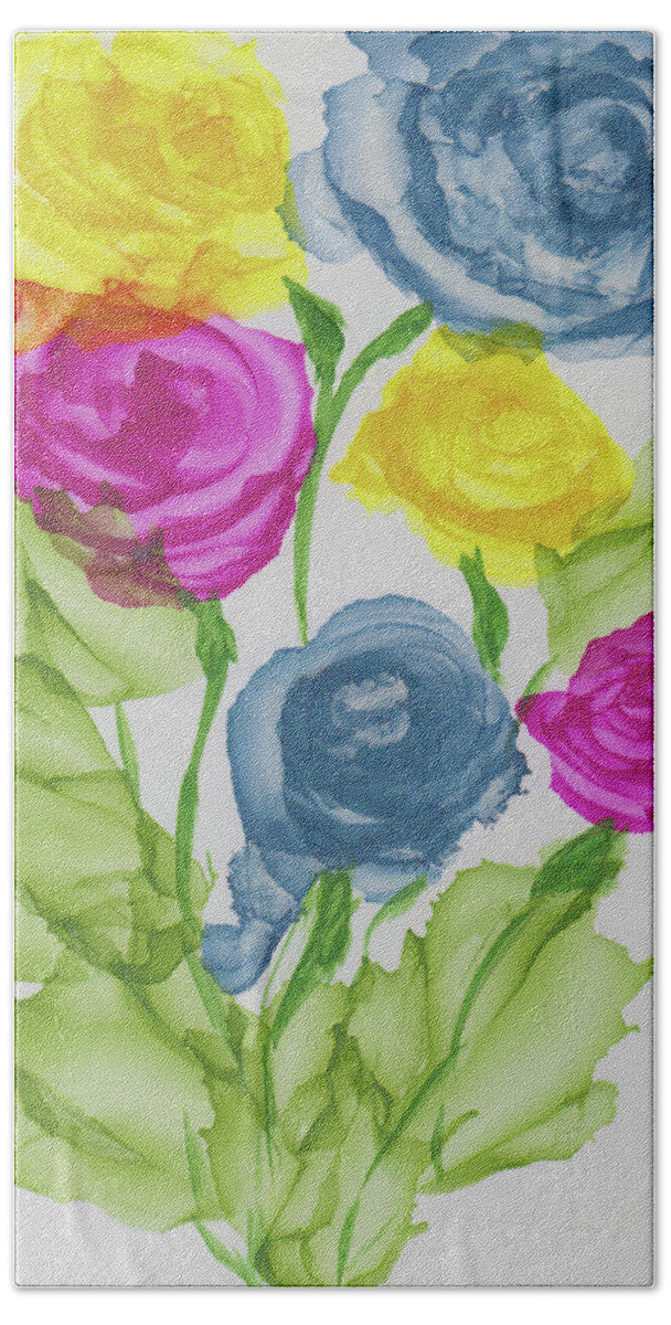 Floral Bath Towel featuring the painting Rose Garden by Kimberly Deene Langlois