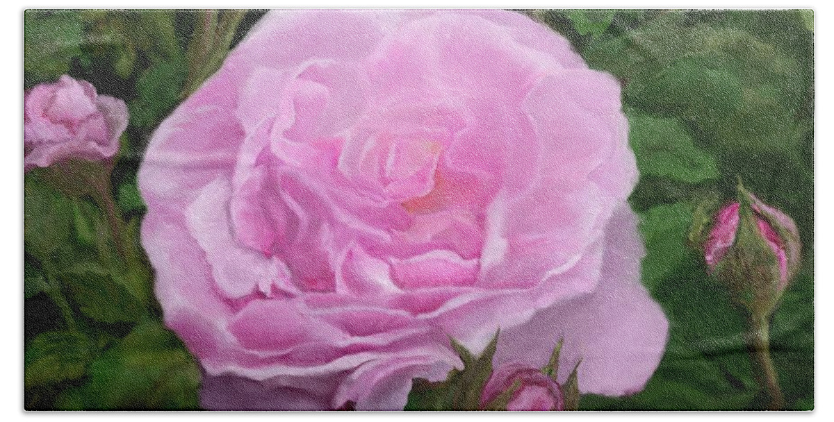 Rose Garden Hand Towel featuring the digital art Rose Garden by Marilyn Cullingford
