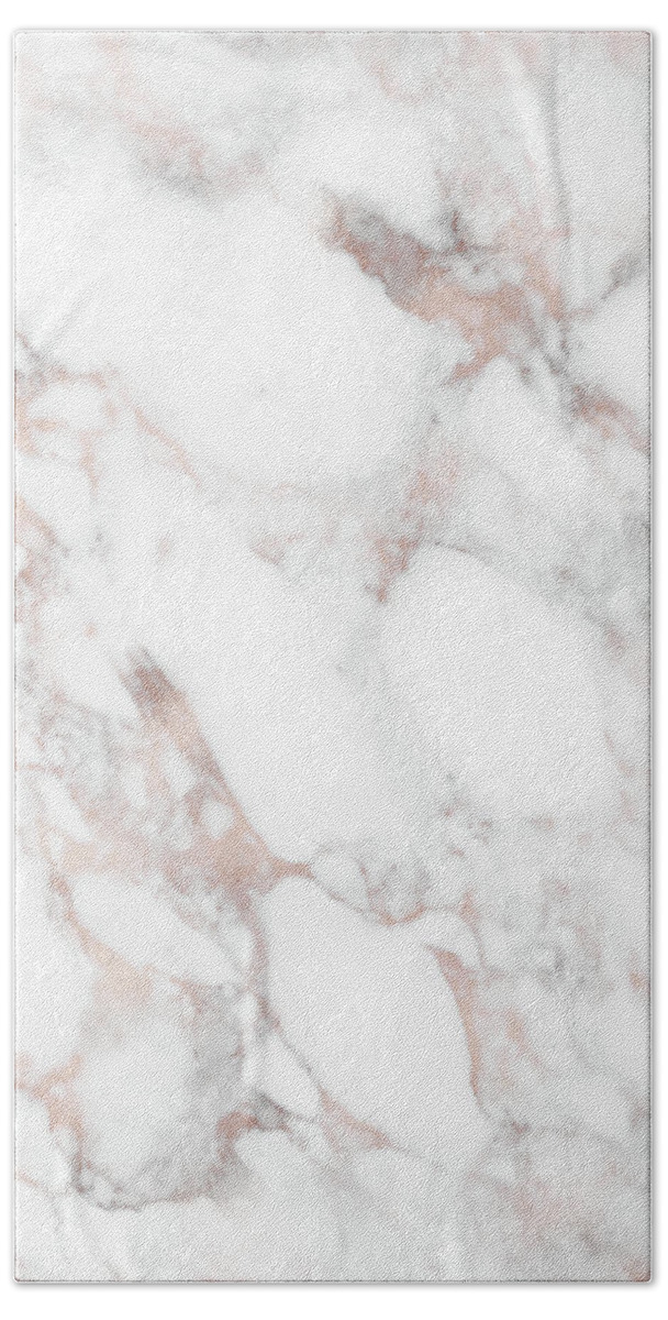 Marble Hand Towel featuring the painting Rose Gold Marble Blush Pink Metallic Foil by Modern Art