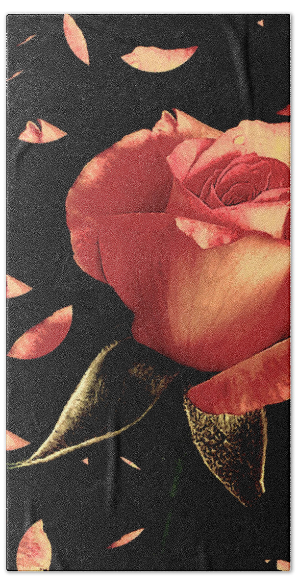 Rose Bath Towel featuring the digital art Rose Petals by Dani McEvoy