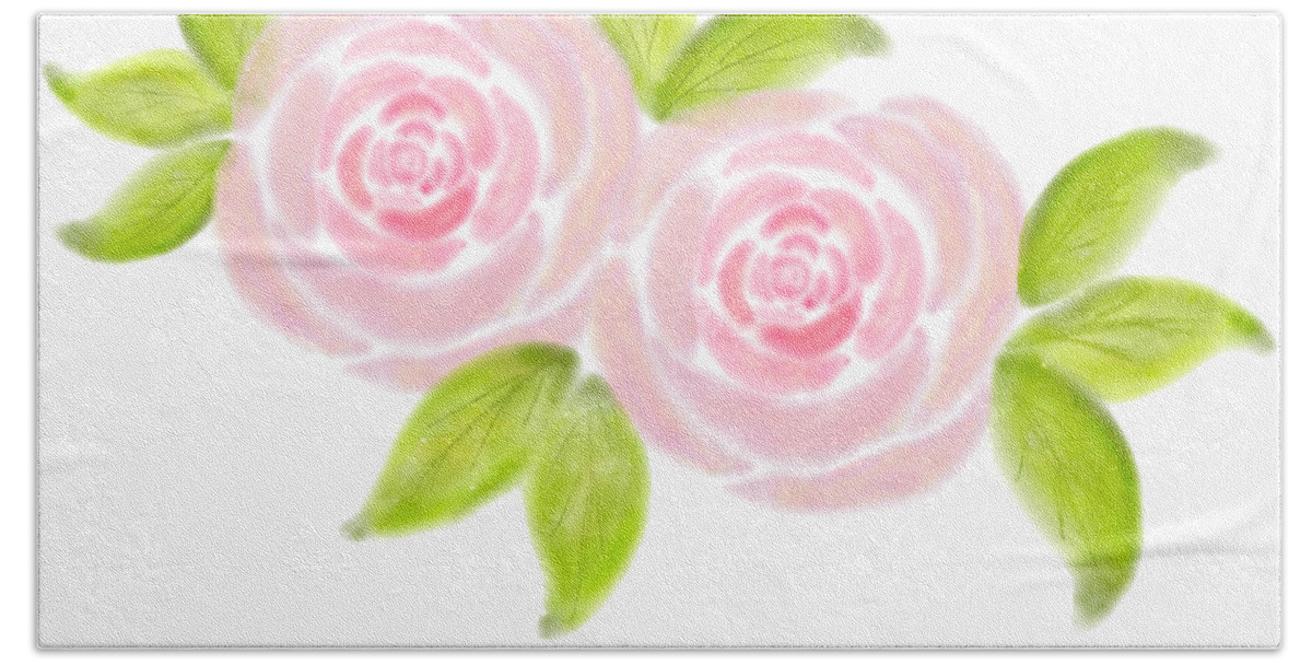 Rose Bath Towel featuring the digital art Beutiful Pink Roses by Bnte Creations