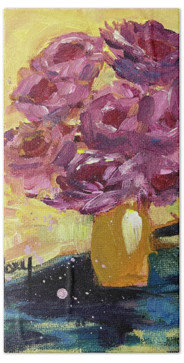 Roses Bath Towel featuring the painting Roses on a Sunny Day by Roxy Rich