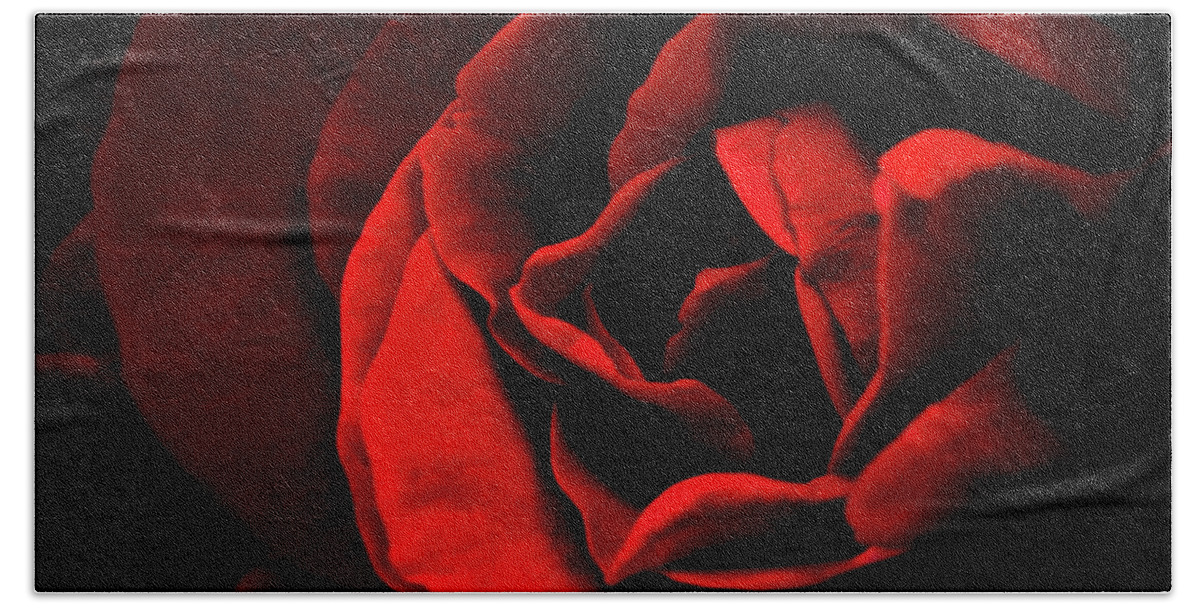 Red Hand Towel featuring the photograph Rosy by Gena Herro