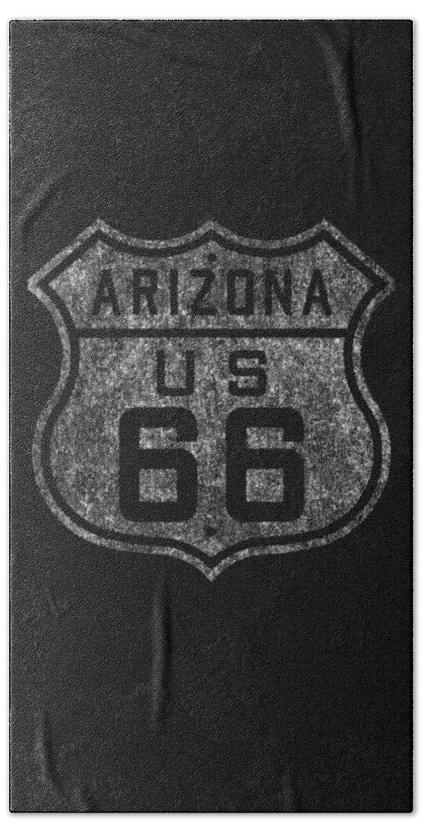 Funny Hand Towel featuring the digital art Route 66 Retro by Flippin Sweet Gear