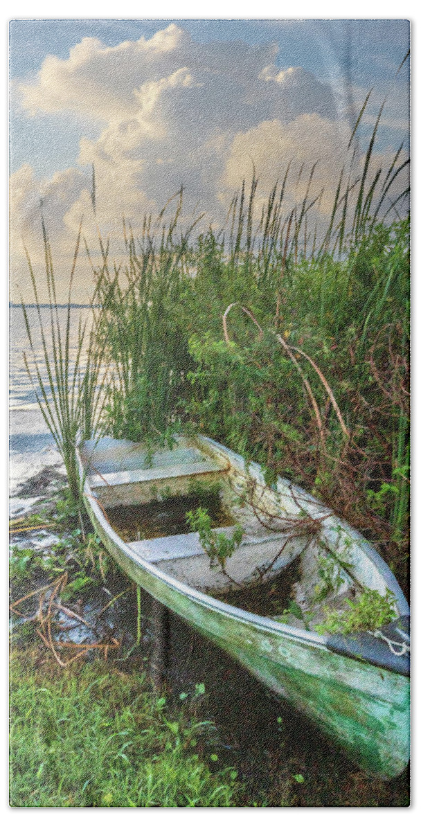 Boats Bath Towel featuring the photograph Rowboat in the Marsh II by Debra and Dave Vanderlaan