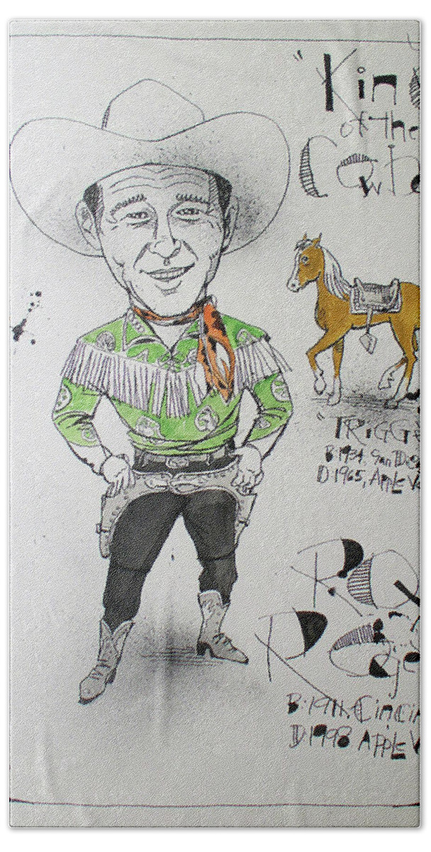 Hand Towel featuring the drawing Roy Rogers by Phil Mckenney