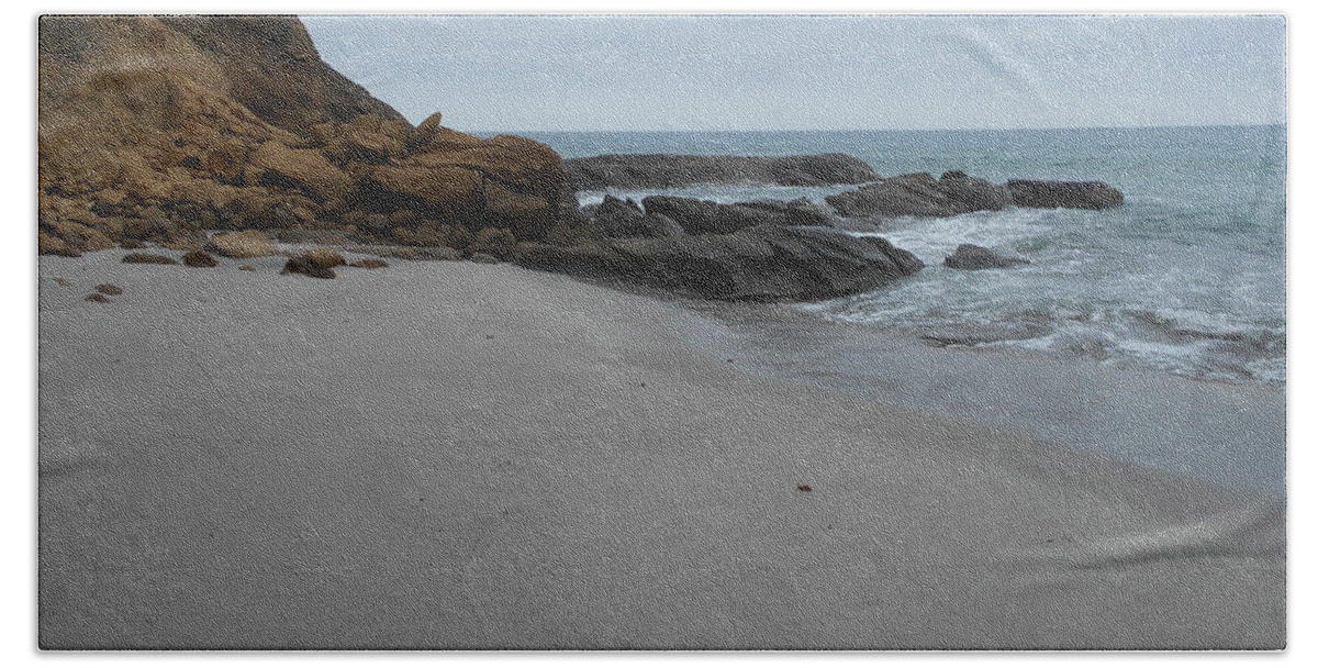 Rocks Hand Towel featuring the photograph Rocky Shore by Nancy Graham