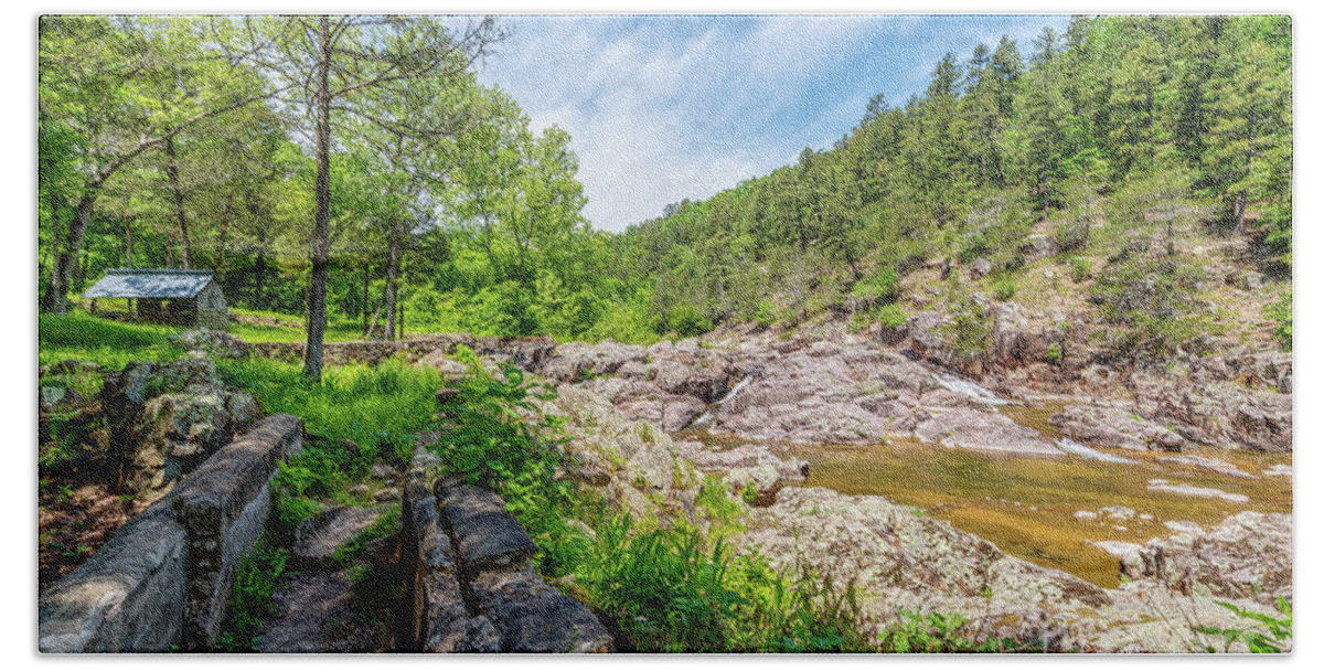 Mark Twain National Forest Hand Towel featuring the photograph Rustic Rocky Creek At Klepzig by Jennifer White