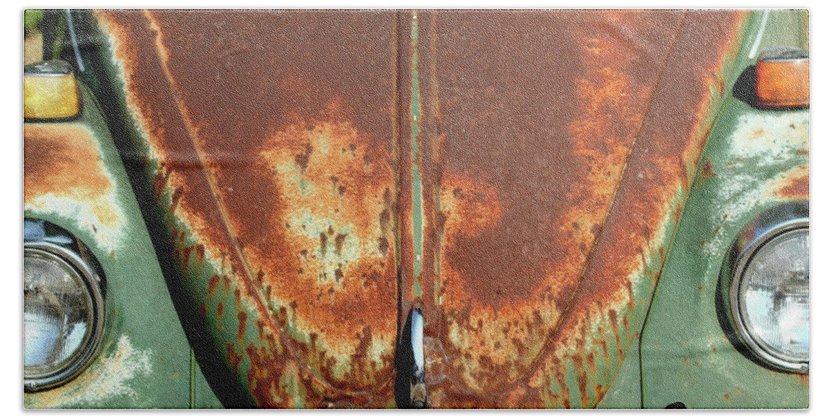 Volkswagen Beetle Bath Towel featuring the photograph Rusty and Crusty by Lens Art Photography By Larry Trager