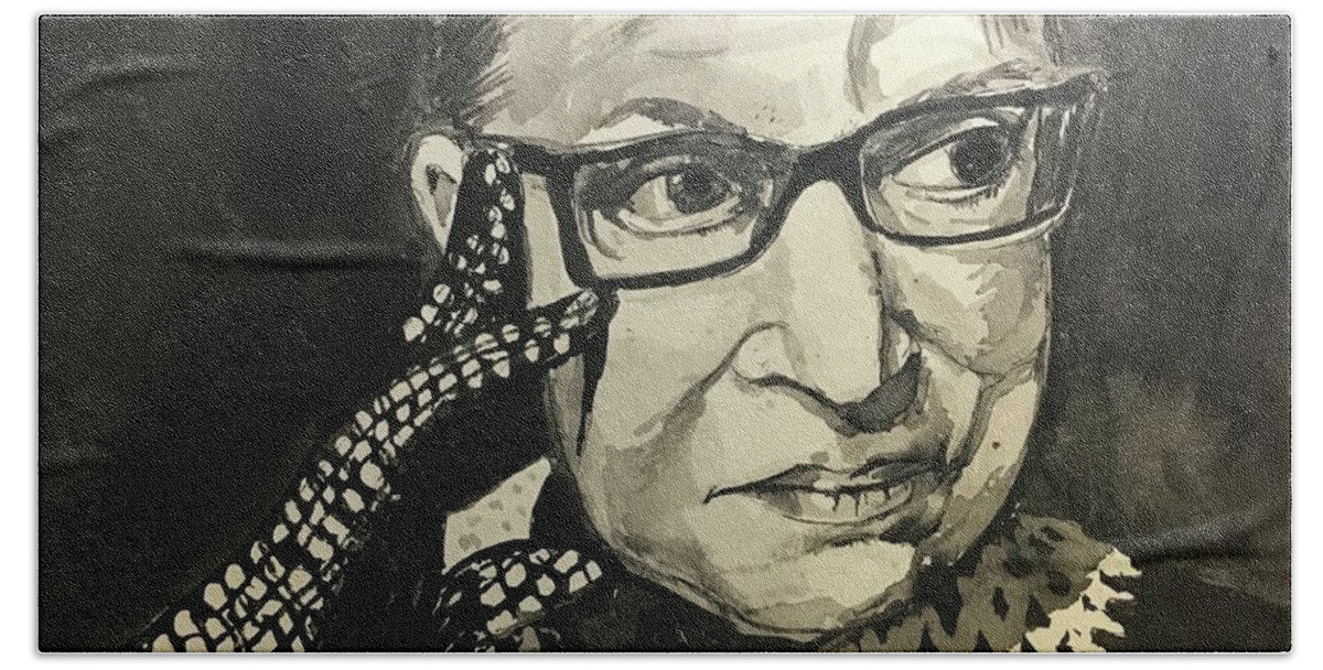 Ruth Bader Ginsburg Hand Towel featuring the painting Ruth Bader Ginsburg Tribute by Eileen Backman
