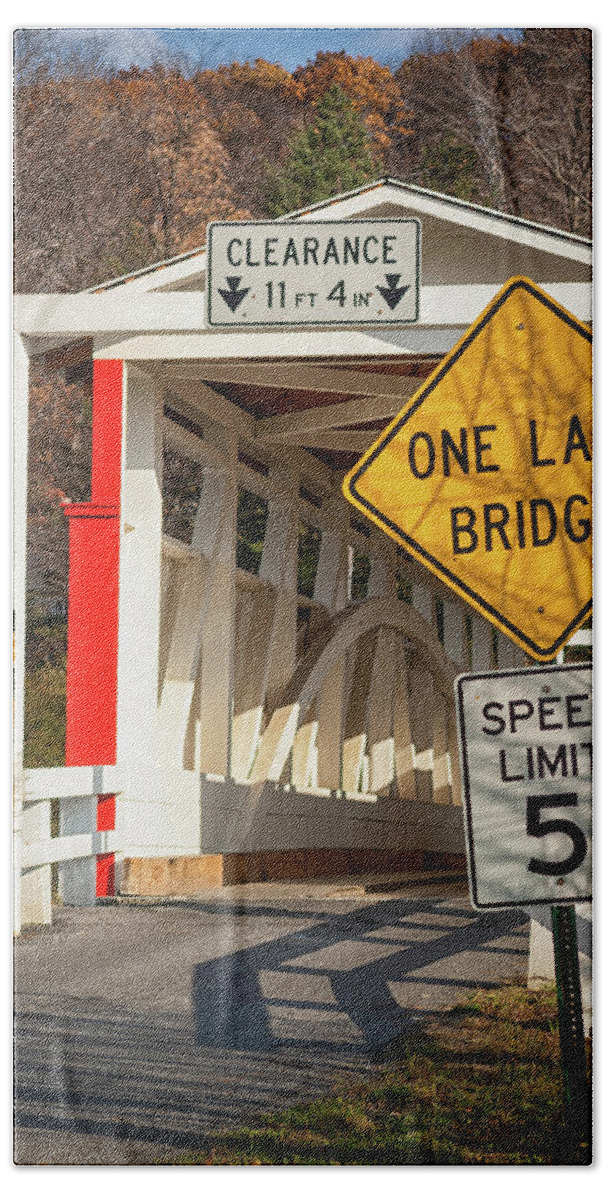 Covered Bridge Hand Towel featuring the photograph Ryot Bridge by Norman Reid
