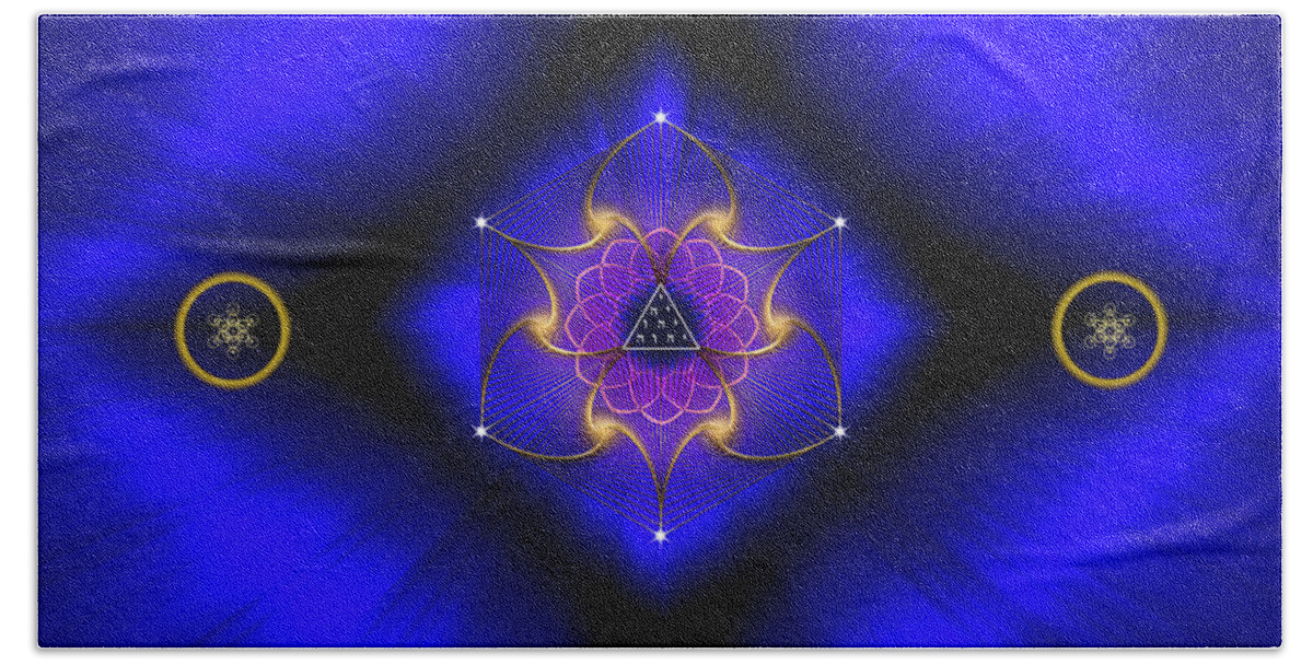 Endre Bath Towel featuring the digital art Sacred Geometry 812 by Endre Balogh